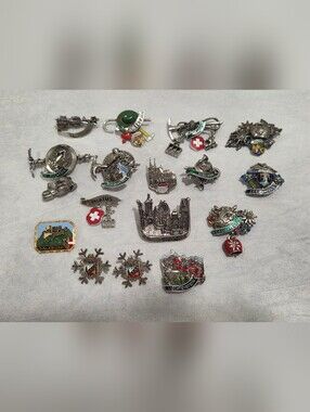 Vintage German Austrian European Travel Souvenir Pins Mixed Lot Of 16
